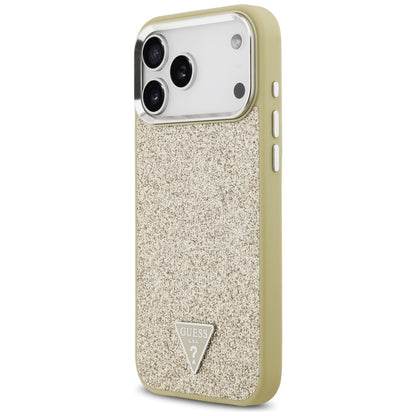 Custodia MagSafe per Apple iPhone 17 Pro Max, Guess, Glitter Triangle Logo, Dorata