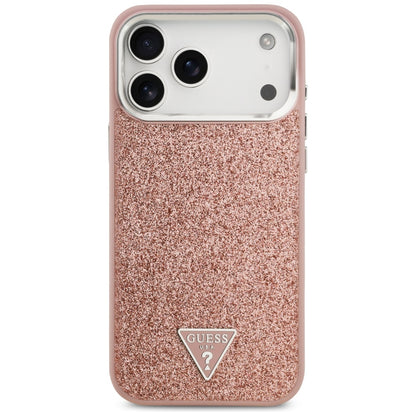 Custodia MagSafe per Apple iPhone 17 Pro Max, Guess, Glitter Triangle Logo, Rosa