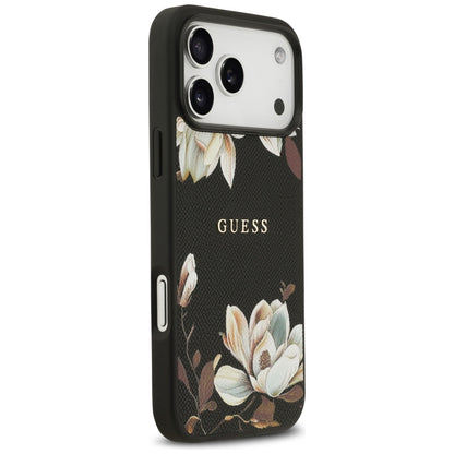 Custodia MagSafe per Apple iPhone 17 Pro Max, Guess, Grained Flowers, Nera