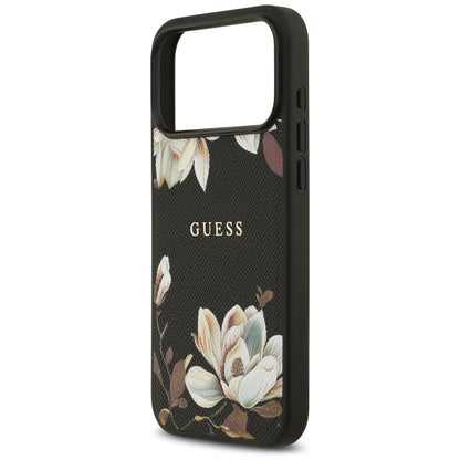 Custodia MagSafe per Apple iPhone 17 Pro Max, Guess, Grained Flowers, Nera