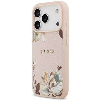 Custodia MagSafe per Apple iPhone 17 Pro Max, Guess, Grained Flowers, Rosa