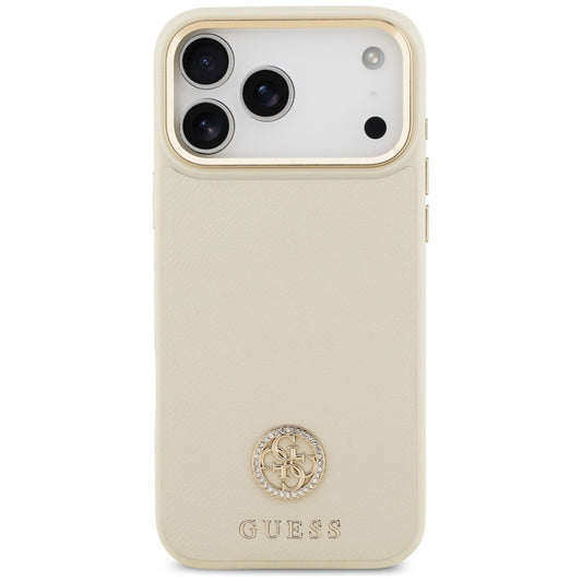Custodia MagSafe per Apple iPhone 17 Pro Max, Guess, Grained Strass Logo, Beige