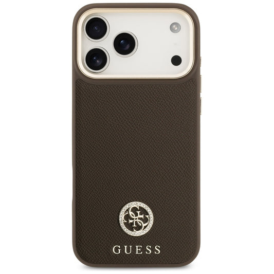 Custodia MagSafe per Apple iPhone 17 Pro Max, Guess, Grained Strass Logo, Marrone