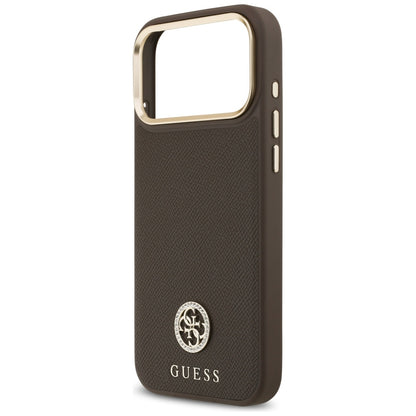 Custodia MagSafe per Apple iPhone 17 Pro Max, Guess, Grained Strass Logo, Marrone
