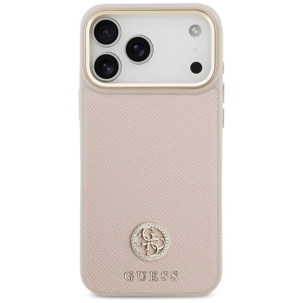 Custodia MagSafe per Apple iPhone 17 Pro Max, Guess, Grained Strass Logo, Rosa