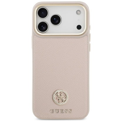 Custodia MagSafe per Apple iPhone 17 Pro Max, Guess, Grained Strass Logo, Rosa
