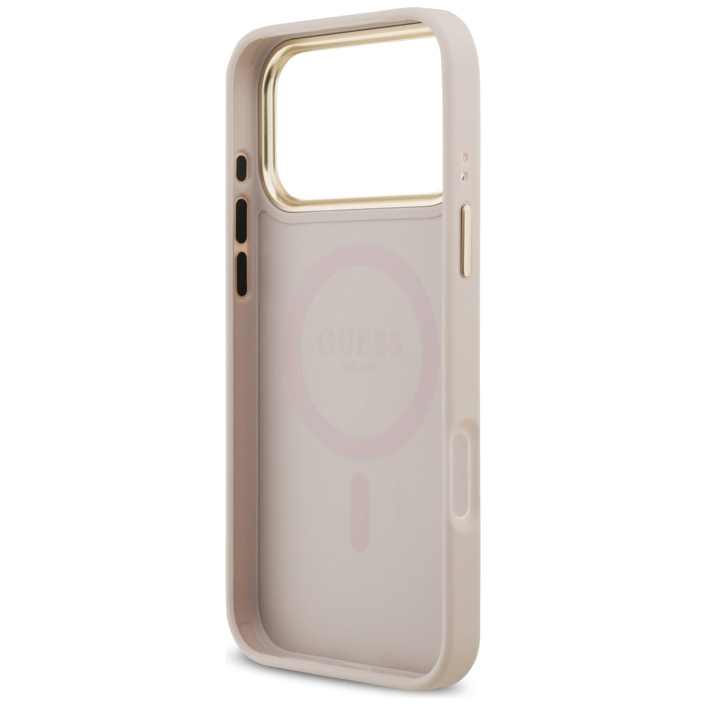 Custodia MagSafe per Apple iPhone 17 Pro Max, Guess, Grained Strass Logo, Rosa