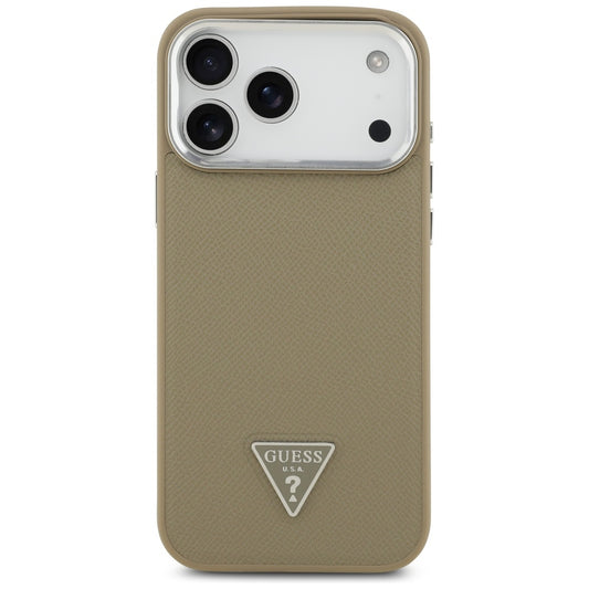 Custodia MagSafe per Apple iPhone 17 Pro Max, Guess, Logo Triangolo Granulato, Marrone
