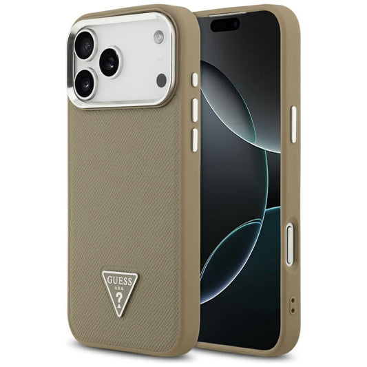 Custodia MagSafe per Apple iPhone 17 Pro Max, Guess, Logo Triangolo Granulato, Marrone