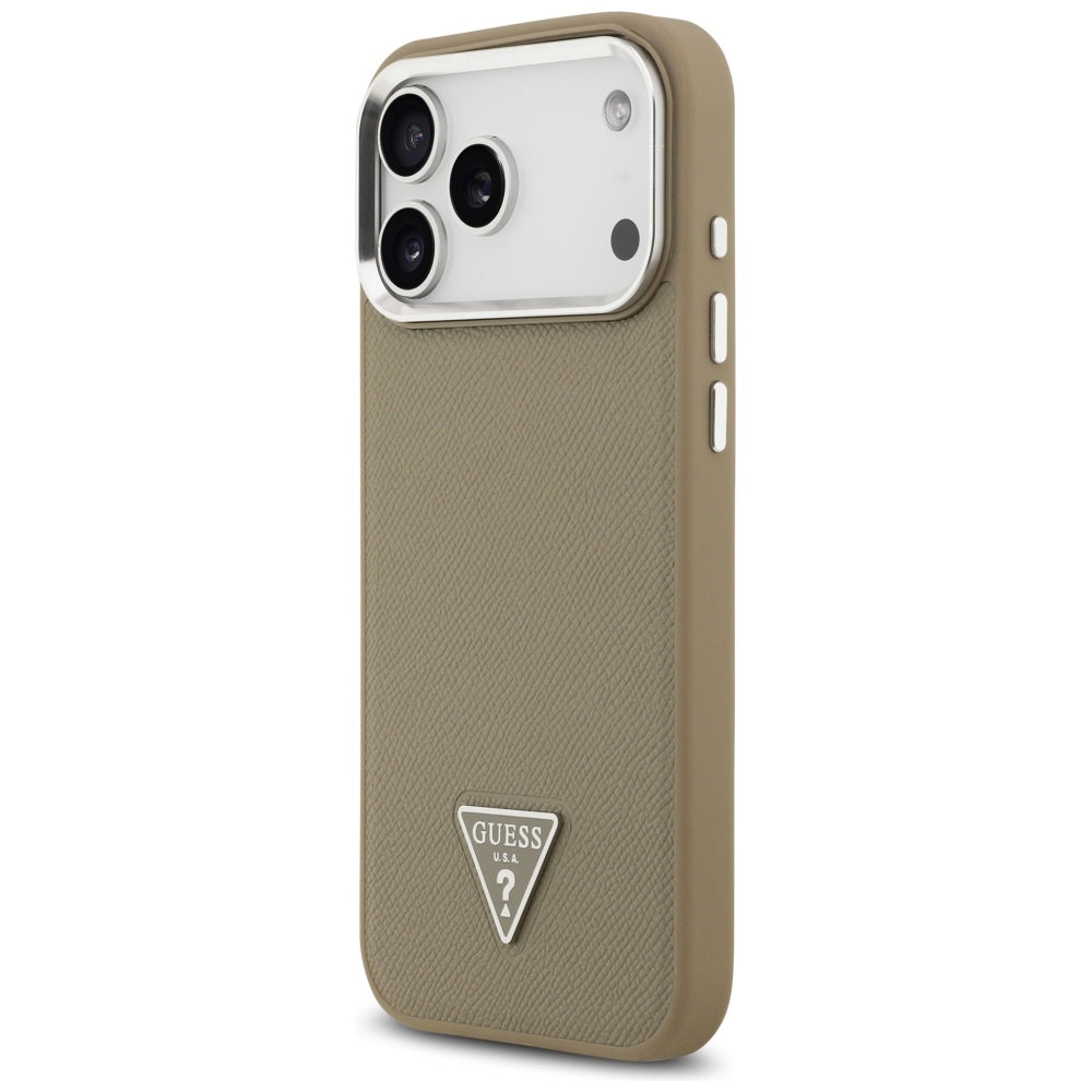 Custodia MagSafe per Apple iPhone 17 Pro Max, Guess, Logo Triangolo Granulato, Marrone