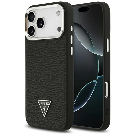 Custodia MagSafe per Apple iPhone 17 Pro Max, Guess, Logo Triangolo Granulato, Nera