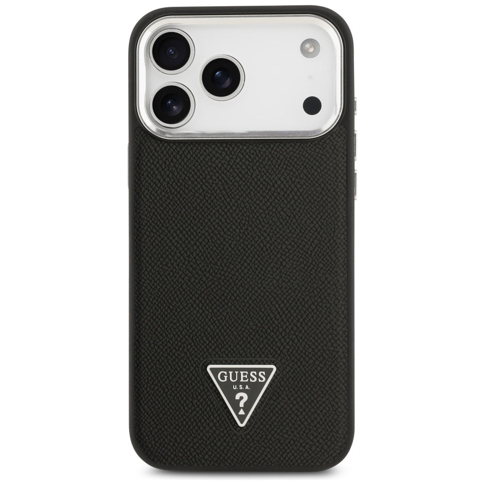 Custodia MagSafe per Apple iPhone 17 Pro Max, Guess, Logo Triangolo Granulato, Nera