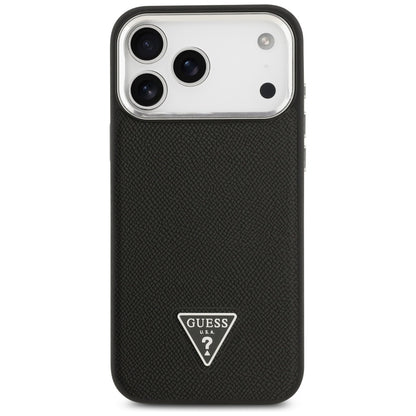 Custodia MagSafe per Apple iPhone 17 Pro Max, Guess, Logo Triangolo Granulato, Nera