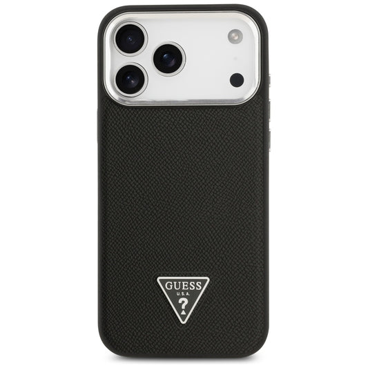 Custodia MagSafe per Apple iPhone 17 Pro Max, Guess, Logo Triangolo Granulato, Nera