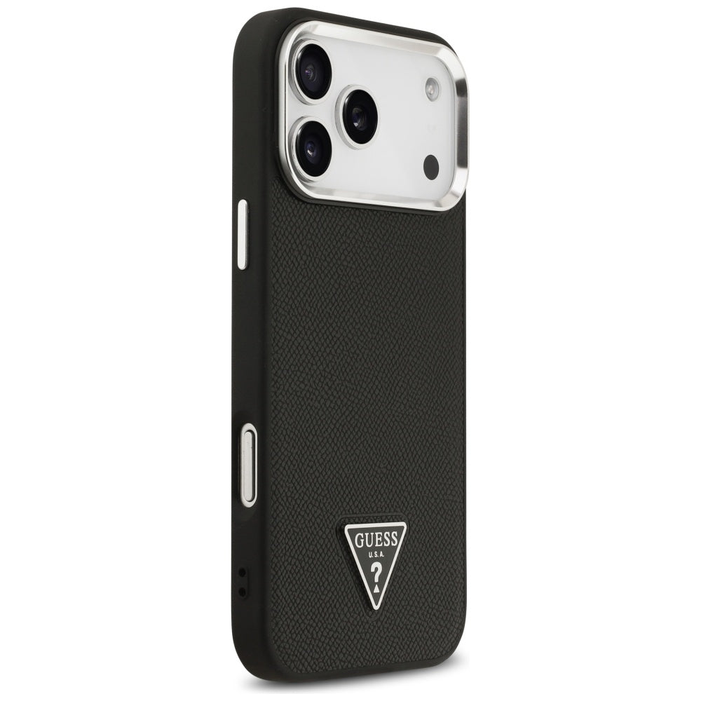 Custodia MagSafe per Apple iPhone 17 Pro Max, Guess, Logo Triangolo Granulato, Nera