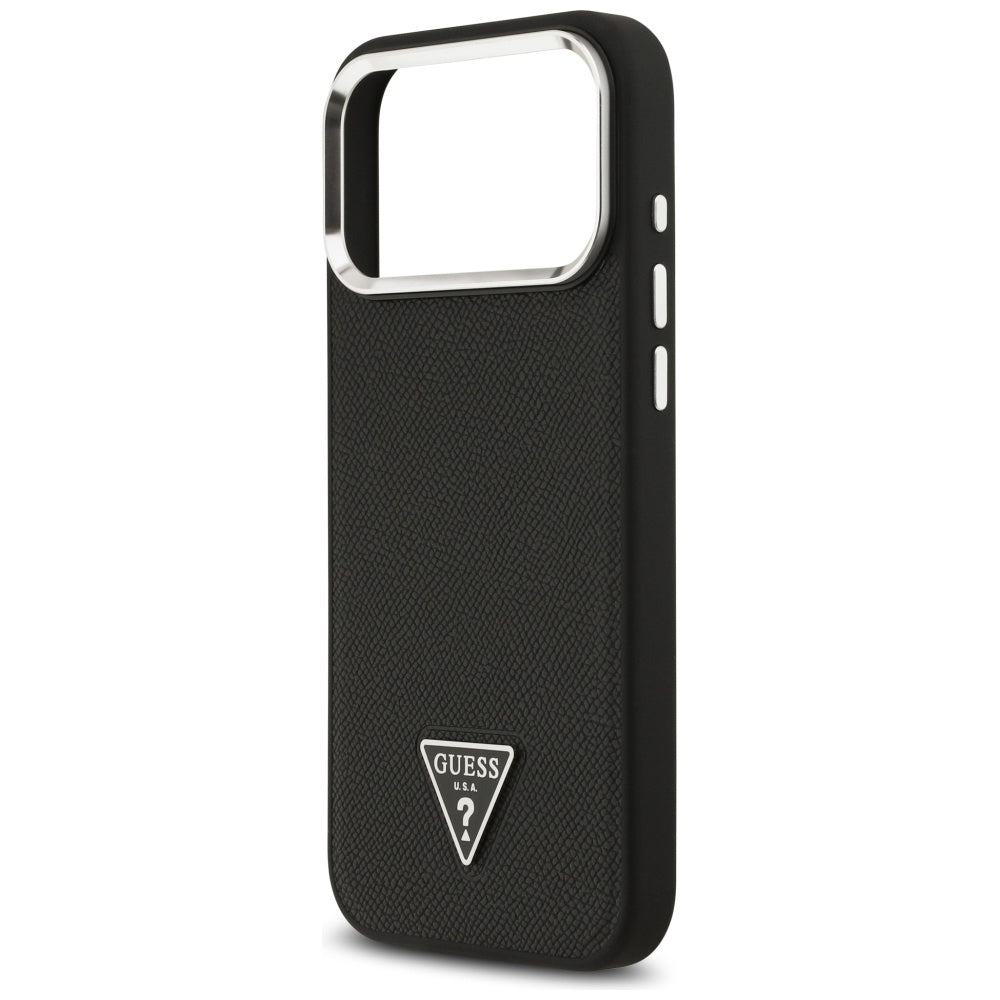 Custodia MagSafe per Apple iPhone 17 Pro Max, Guess, Logo Triangolo Granulato, Nera
