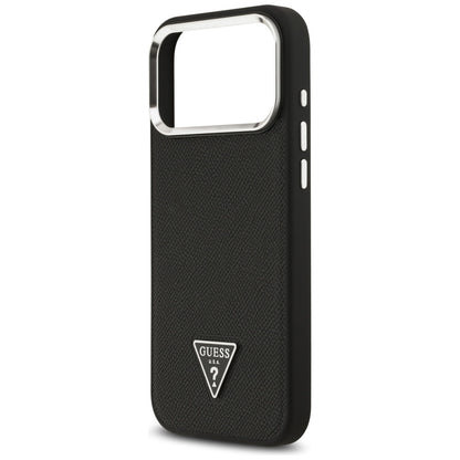 Custodia MagSafe per Apple iPhone 17 Pro Max, Guess, Logo Triangolo Granulato, Nera