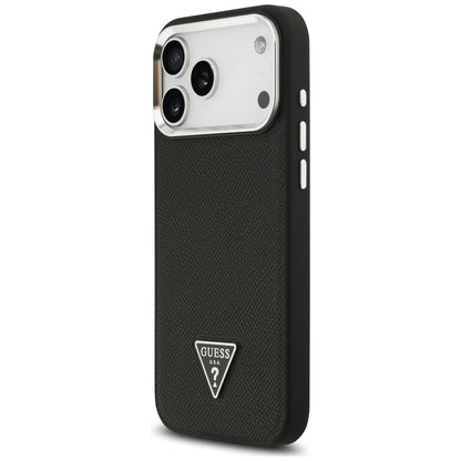 Custodia MagSafe per Apple iPhone 17 Pro Max, Guess, Logo Triangolo Granulato, Nera