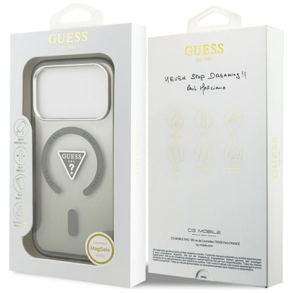 Custodia MagSafe per Apple iPhone 17 Pro Max, Guess, Logo Triangolo Gradiente IML, Kaki