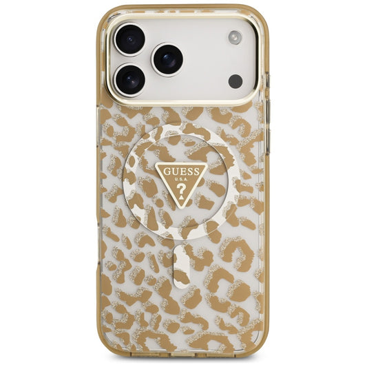 Custodia MagSafe per Apple iPhone 17 Pro Max, Guess, Leopard Glitter, Marrone