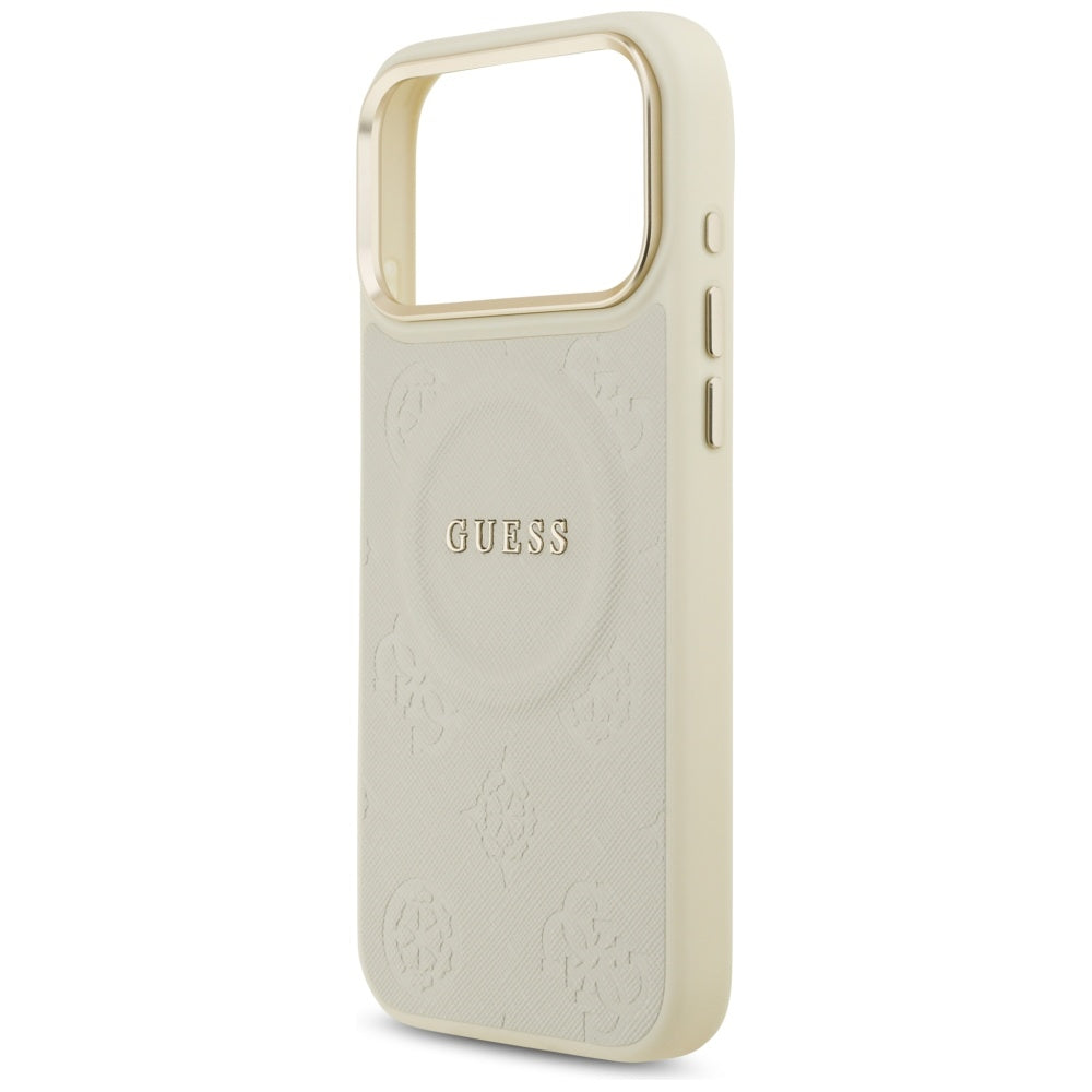 Custodia MagSafe per Apple iPhone 17 Pro Max, Guess, Peony Hot Stamp, Beige