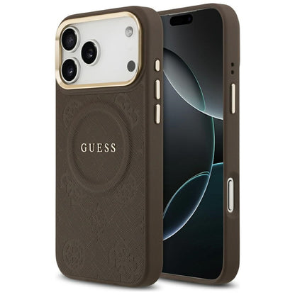 Custodia MagSafe per Apple iPhone 17 Pro Max, Guess, Peony Hot Stamp, Marrone