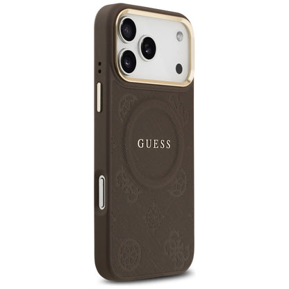 Custodia MagSafe per Apple iPhone 17 Pro Max, Guess, Peony Hot Stamp, Marrone