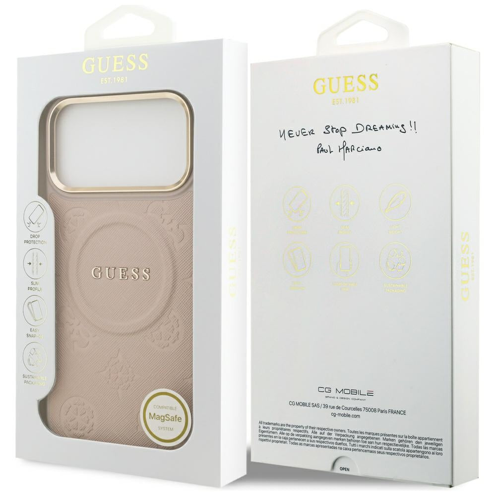 Custodia MagSafe per Apple iPhone 17 Pro Max, Guess, Peony Hot Stamp, Rosa