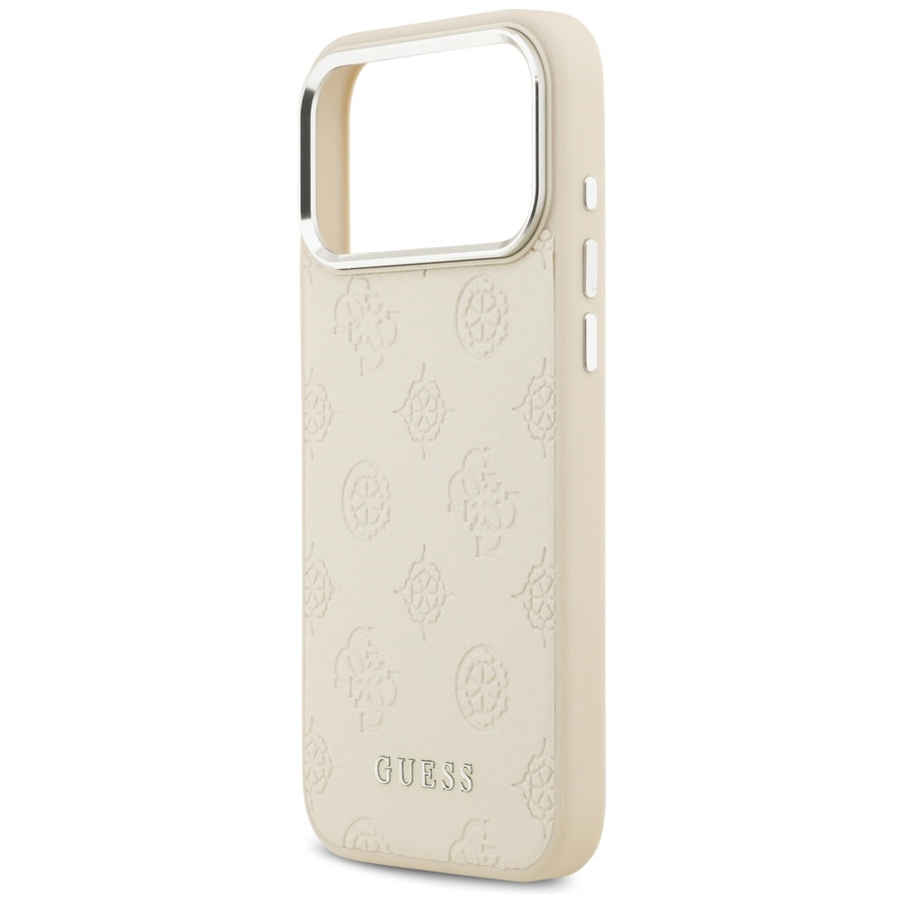 Custodia MagSafe per Apple iPhone 17 Pro Max, Guess, Peony Hot Stamp Script, Beige