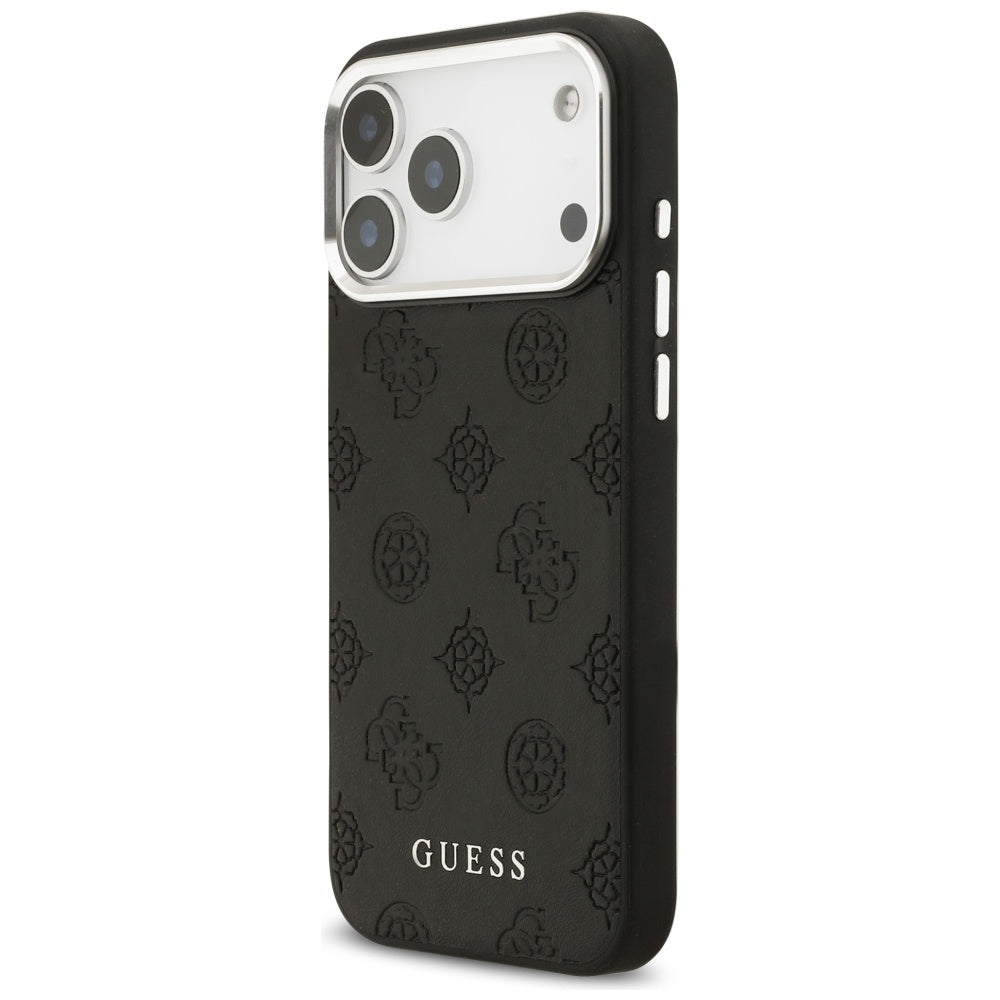 Custodia MagSafe per Apple iPhone 17 Pro Max, Guess, Peony Hot Stamp Script, Nera