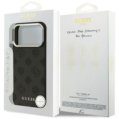 Custodia MagSafe per Apple iPhone 17 Pro Max, Guess, Peony Hot Stamp Script, Nera