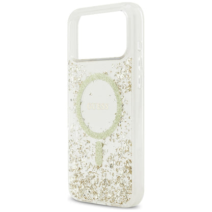Custodia MagSafe per Apple iPhone 17 Pro Max, Guess, Resin Bottom Glitter, Dorata