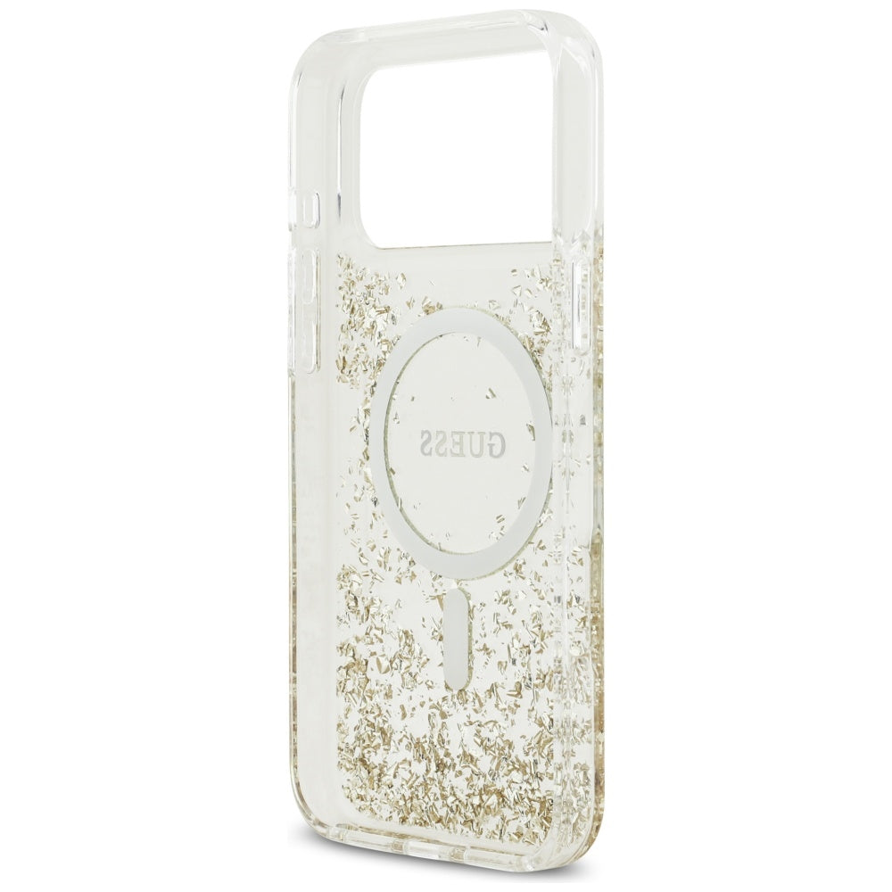 Custodia MagSafe per Apple iPhone 17 Pro Max, Guess, Resin Bottom Glitter, Dorata