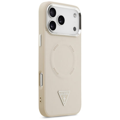MagSafe Case for Apple iPhone 17 Pro Max, Guess, Triangle Logo, Silver Beige