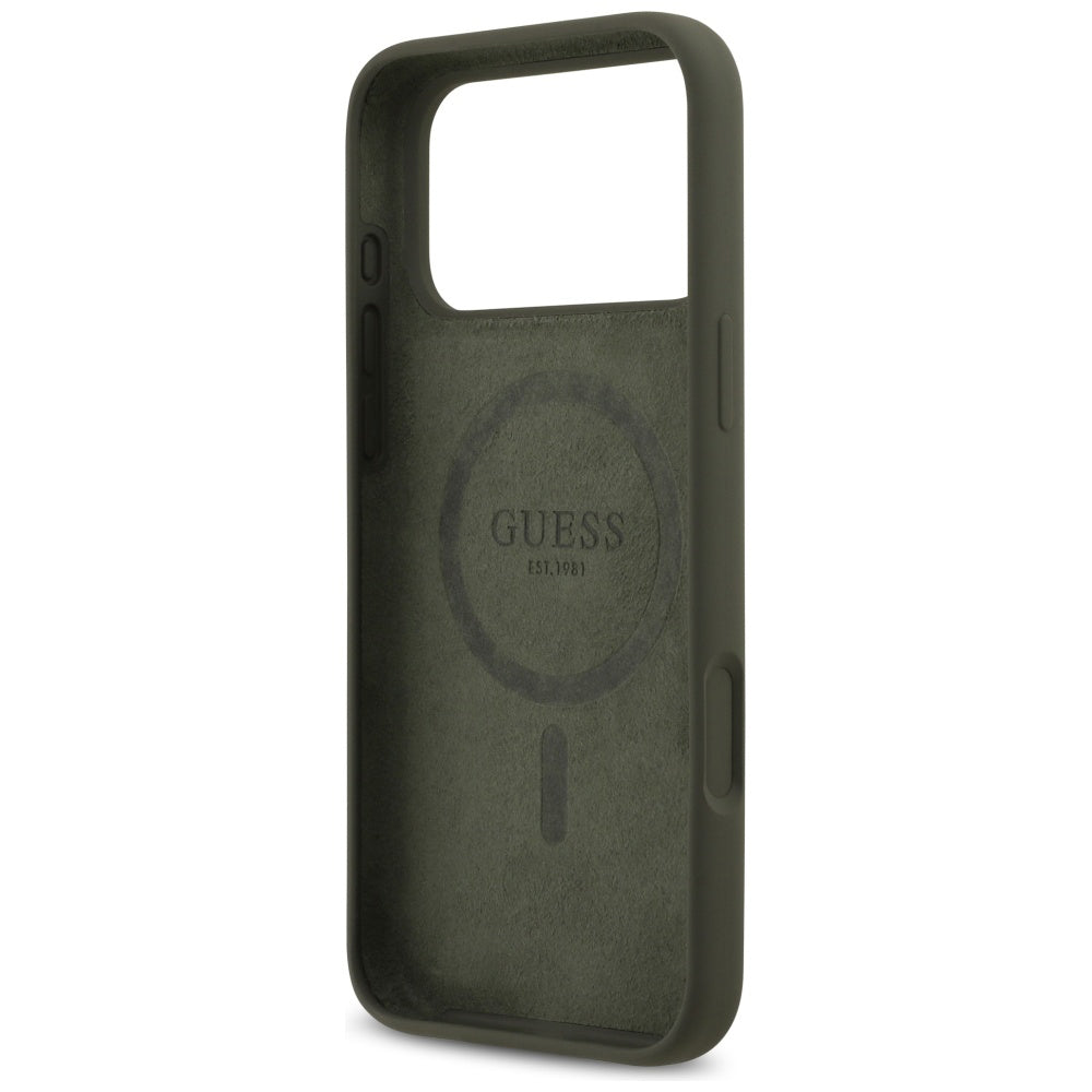 Custodia MagSafe per Apple iPhone 17 Pro Max, Guess, Logo Triangolo, Kaki