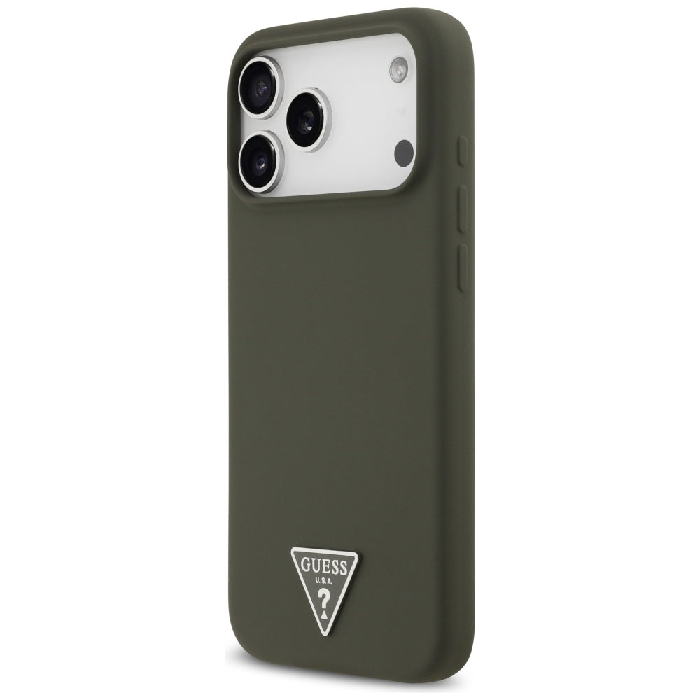 Custodia MagSafe per Apple iPhone 17 Pro Max, Guess, Logo Triangolo, Kaki