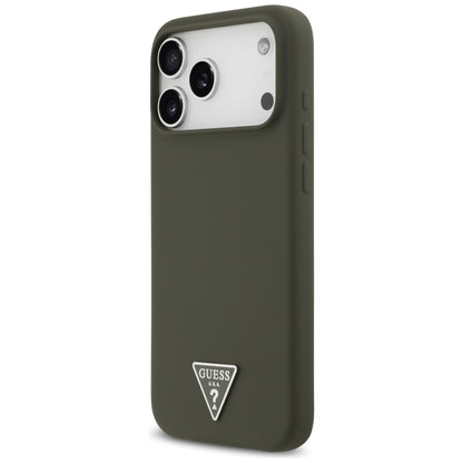 Custodia MagSafe per Apple iPhone 17 Pro Max, Guess, Logo Triangolo, Kaki
