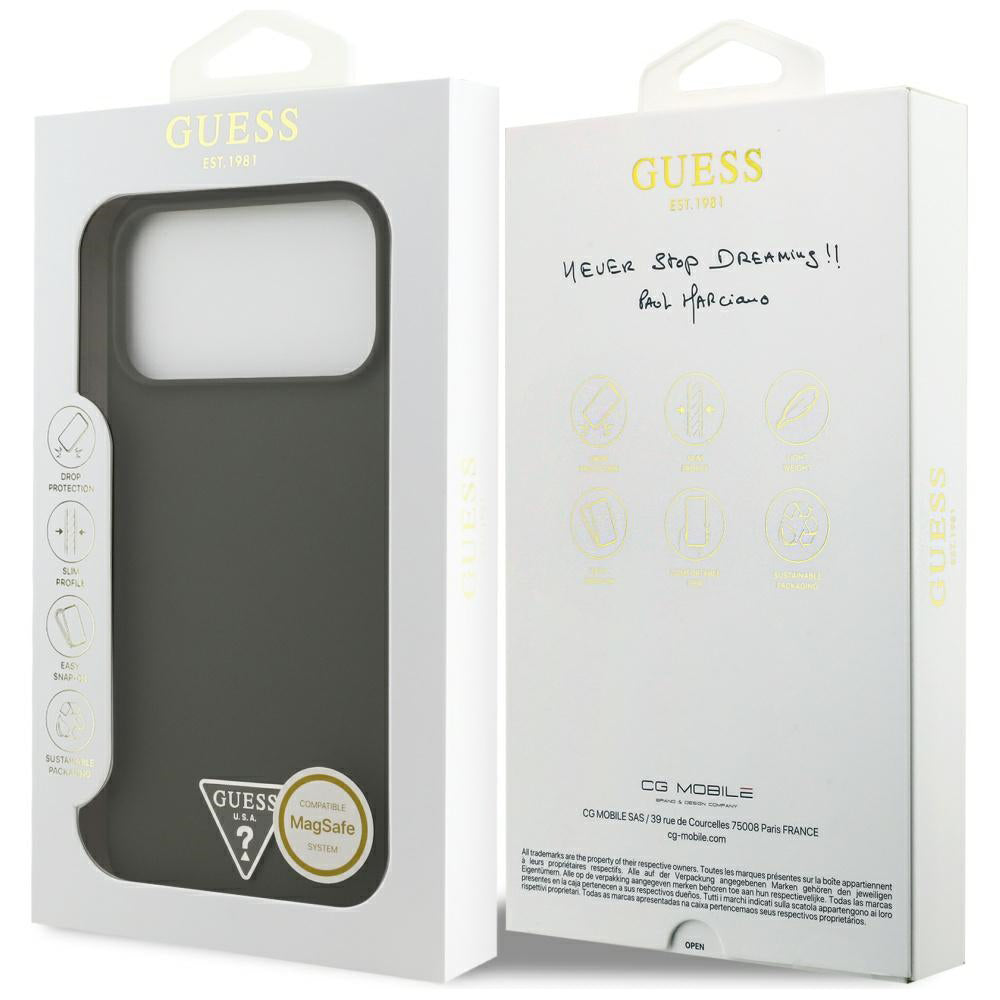 Custodia MagSafe per Apple iPhone 17 Pro Max, Guess, Logo Triangolo, Kaki