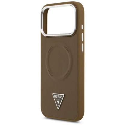 Custodia MagSafe per Apple iPhone 17 Pro Max, Guess, Logo Triangolo, Marrone Argentato