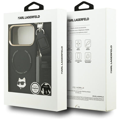 MagSafe Case for Apple iPhone 17 Pro Max, Karl Lagerfeld, Big Strap Choupette Metal Logo, Black