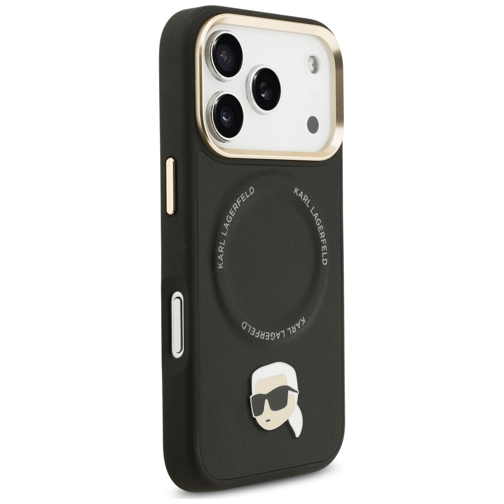 Custodia MagSafe per Apple iPhone 17 Pro Max, Karl Lagerfeld, Big Strap Karl Metal Logo, Nera
