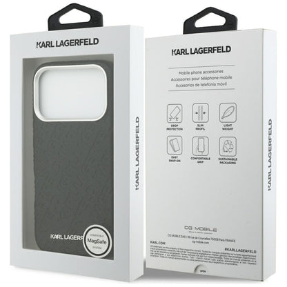 Custodia MagSafe per Apple iPhone 17 Pro Max, Karl Lagerfeld, FW Stamped Karl, Nera