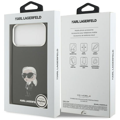 Custodia MagSafe per Apple iPhone 17 Pro Max, Karl Lagerfeld, IML Aquarelle Karl Ikonik, Nera