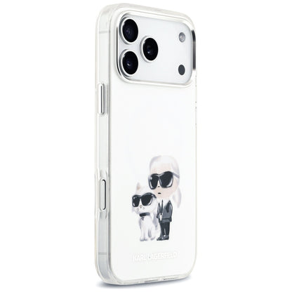 Custodia MagSafe per Apple iPhone 17 Pro Max, Karl Lagerfeld, IML Aquarelle Logo Karl & Choupette, Bianca