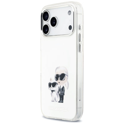 Custodia MagSafe per Apple iPhone 17 Pro Max, Karl Lagerfeld, IML Aquarelle Logo Karl & Choupette, Bianca