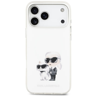 Custodia MagSafe per Apple iPhone 17 Pro Max, Karl Lagerfeld, IML Aquarelle Logo Karl & Choupette, Bianca
