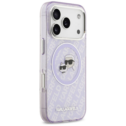 Custodia MagSafe per Apple iPhone 17 Pro Max, Karl Lagerfeld, IML Glitter Karl & Choupette's Heads, Viola