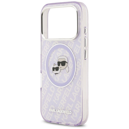 Custodia MagSafe per Apple iPhone 17 Pro Max, Karl Lagerfeld, IML Glitter Karl & Choupette's Heads, Viola