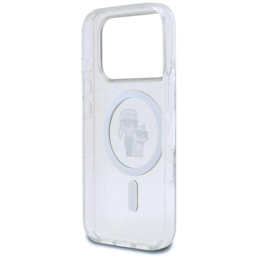 MagSafe Case for Apple iPhone 17 Pro Max, Karl Lagerfeld, IML Glitter Karl & Choupette, Transparent