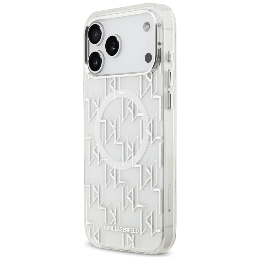 Custodia MagSafe per Apple iPhone 17 Pro Max, Karl Lagerfeld, IML KL Monogram, Bianca